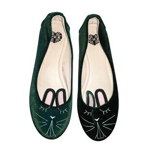 TUK Green Velvet Bunny Foo Foo Ballerina Flats Womens 6 Rabbit Modcloth Cute